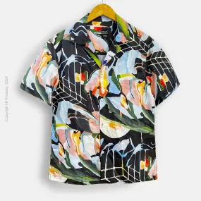 Abstract Sky Black All Over Printed Relaxed Fit Shirt