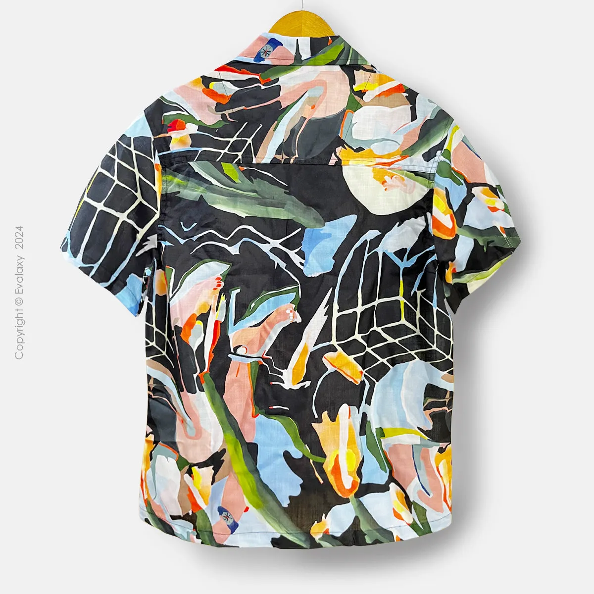 Abstract Sky Black All Over Printed Relaxed Fit Shirt