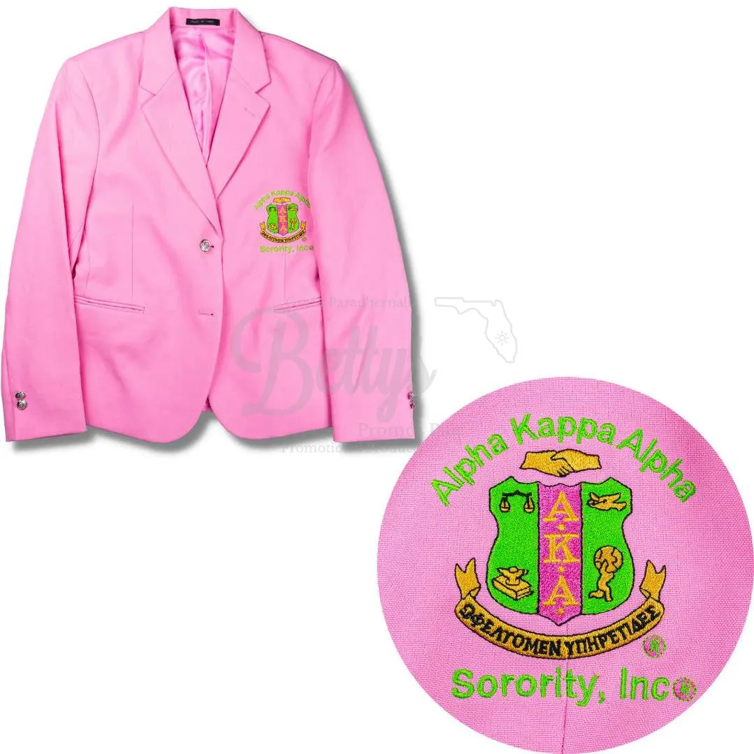 Alpha Kappa Alpha AKA Embroidered Shield Crest Blazer Sport Coat