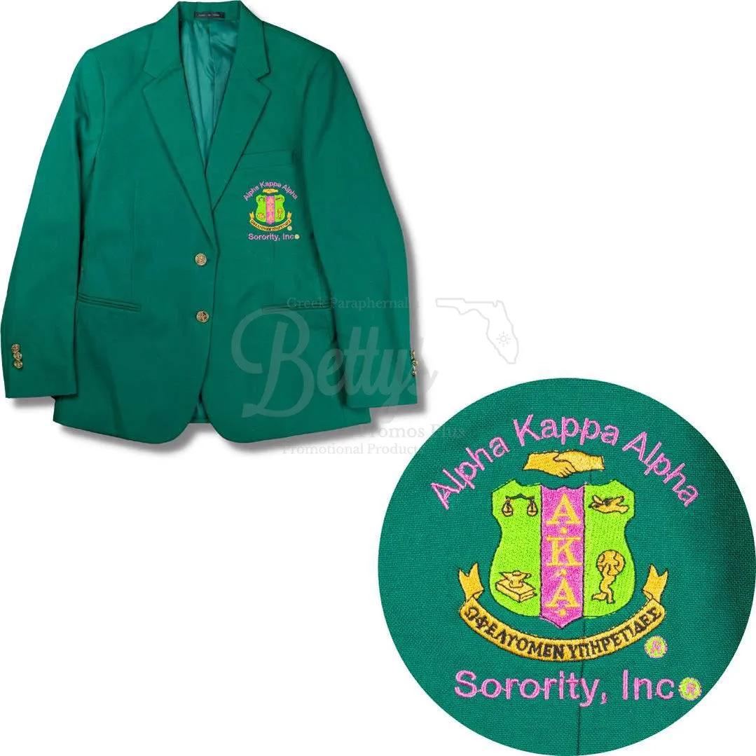 Alpha Kappa Alpha AKA Embroidered Shield Crest Blazer Sport Coat