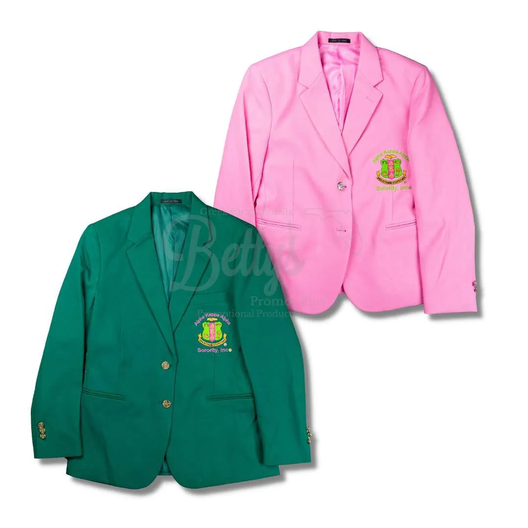 Alpha Kappa Alpha AKA Embroidered Shield Crest Blazer Sport Coat