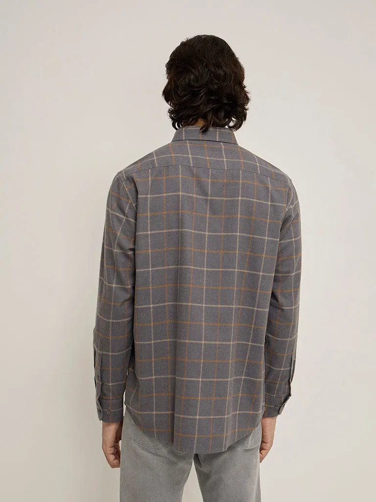 Ascot Grey Checkered Relaxed-Fit Shirt