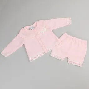 Baby Girl Knitted Outfit -Knitted Pink Dress and Pink Shorts