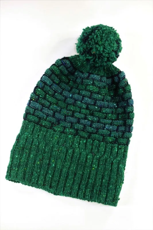 Basketweave Bobble Beanie - Jade - McConnell