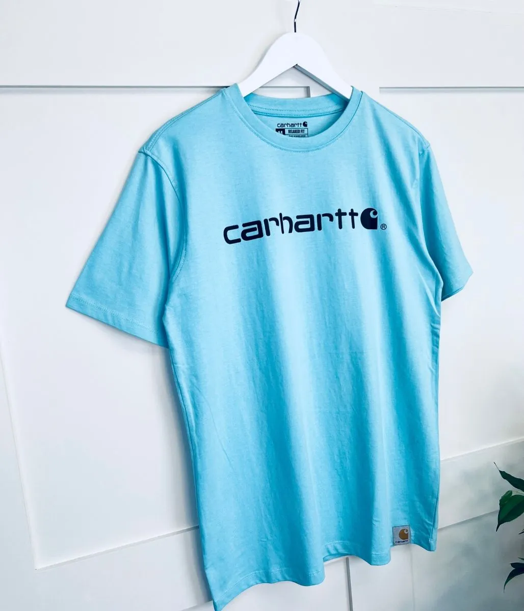 Blue Relaxed Fit Logo Cotton T-Shirt