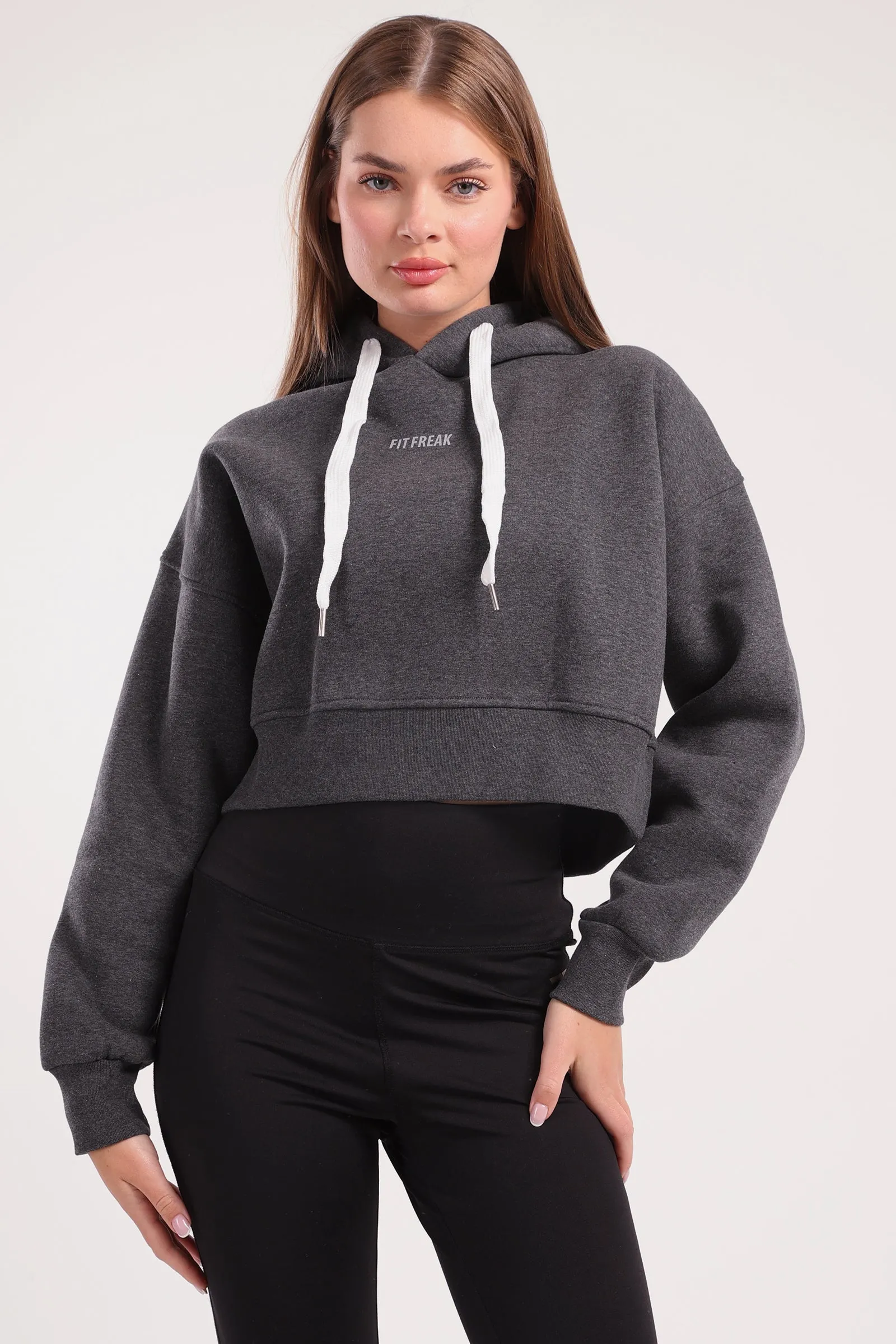 Boxy Cropped Basic Hoodie (40032) - Fit Freak