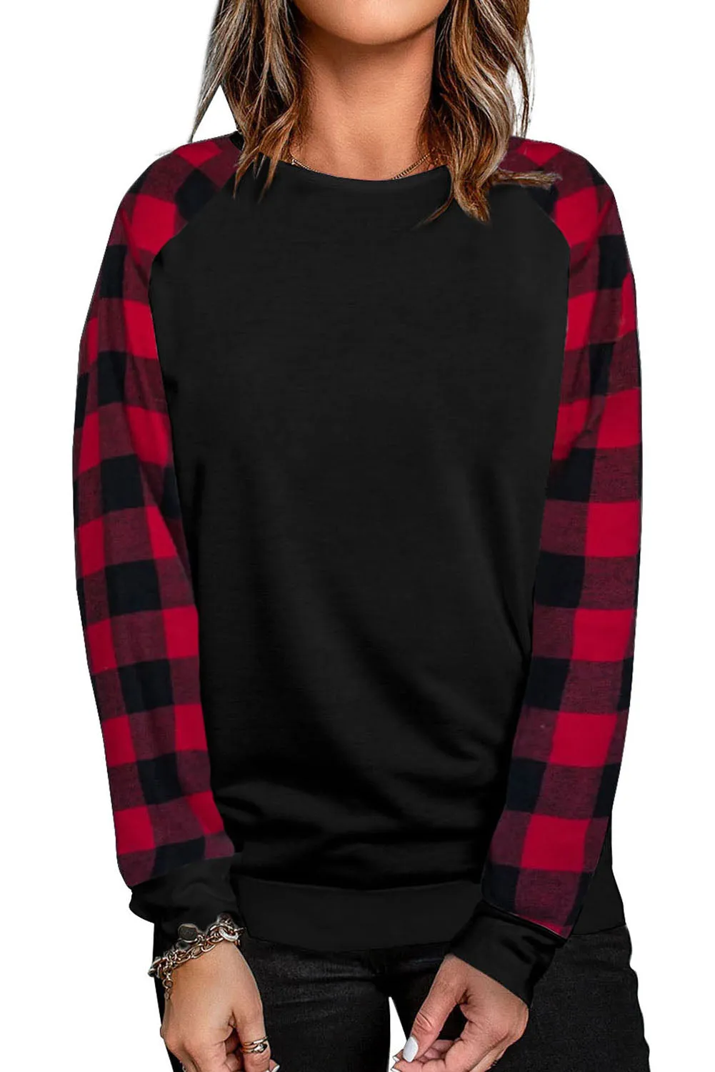 Buffalo Plaid Long Sleeve Sweatshirt