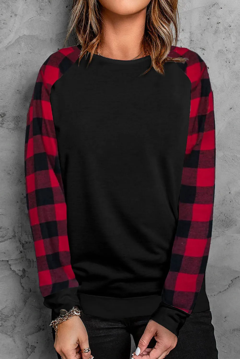 Buffalo Plaid Long Sleeve Sweatshirt