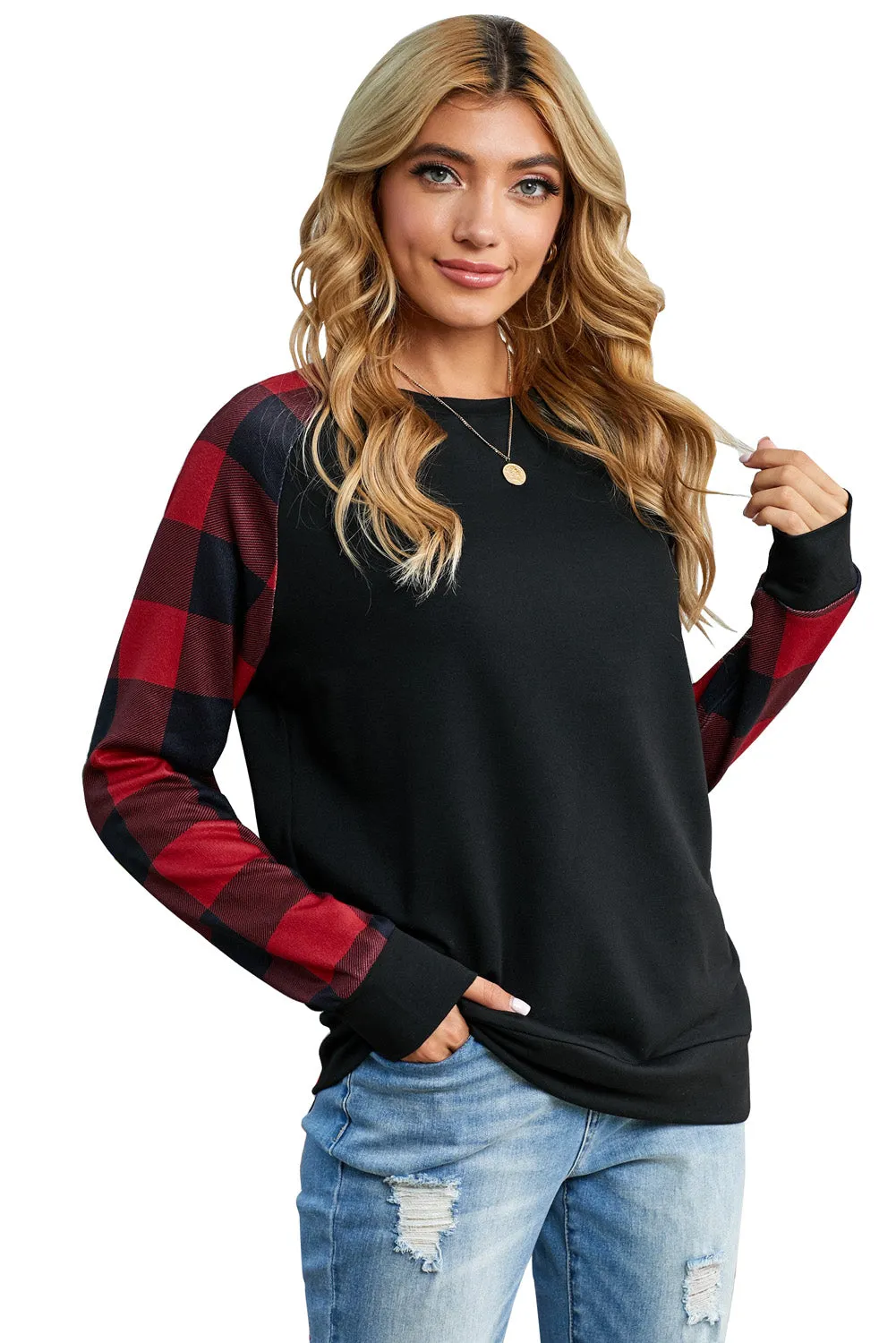 Buffalo Plaid Long Sleeve Sweatshirt