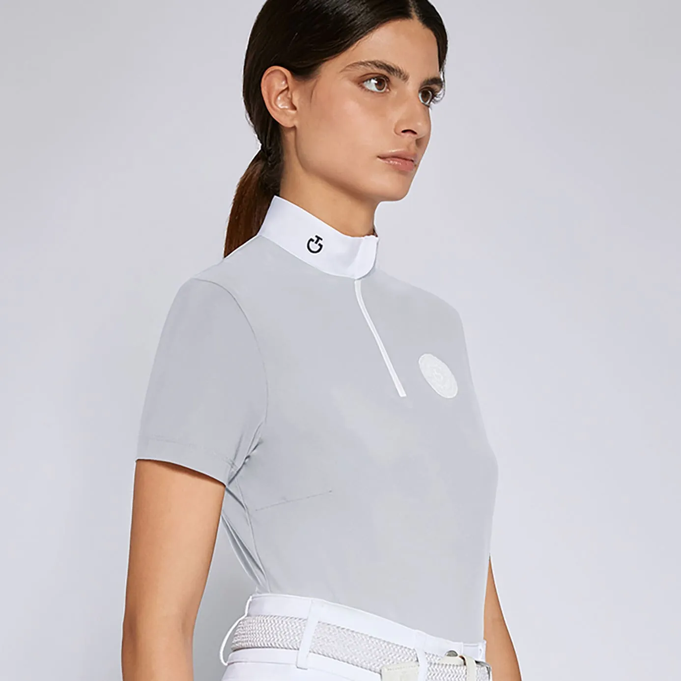 Cavalleria Toscana Zip Show Shirt - Light Grey