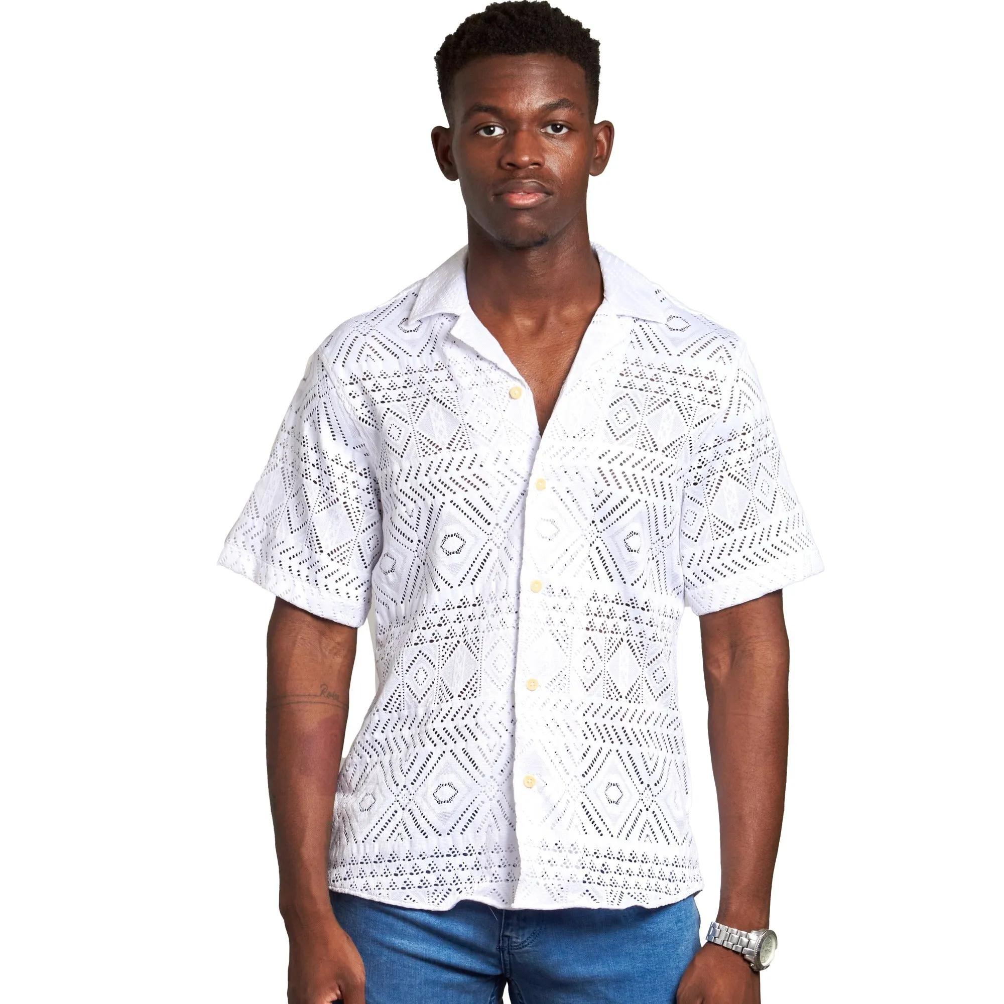 Cayman Crochet Relaxed Fit Short Sleeve Shirt