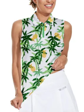 Coconut and Pineapple Athletic Sleeveless Polo Shirts