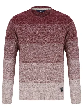 Dusen Graduated Colour Block Knitted Jumper in Claret - Tokyo Laundry