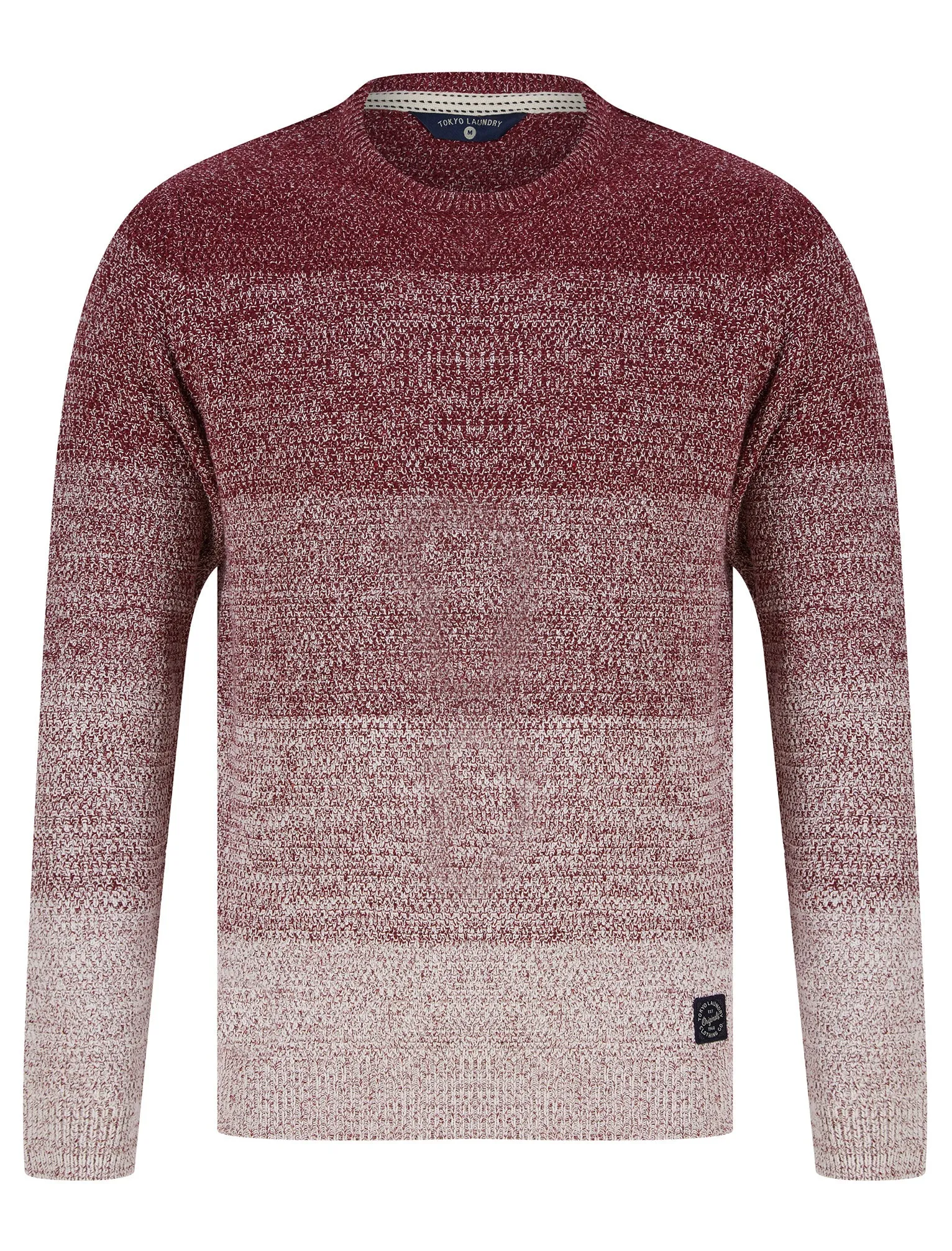 Dusen Graduated Colour Block Knitted Jumper in Claret - Tokyo Laundry