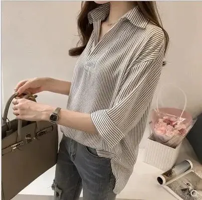 Elegant Striped Summer Blouse for Women