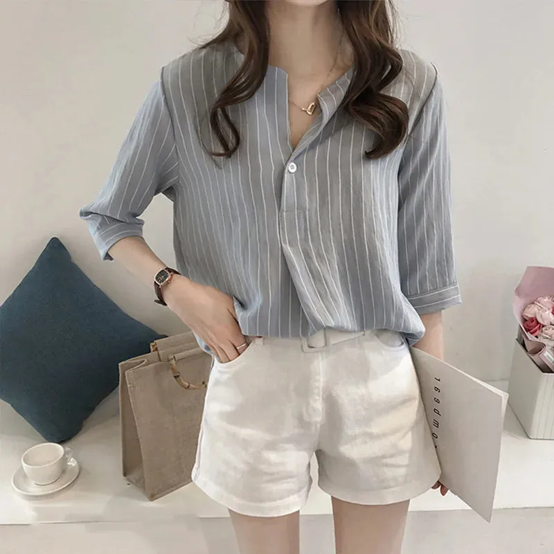 Elegant Striped Summer Blouse for Women