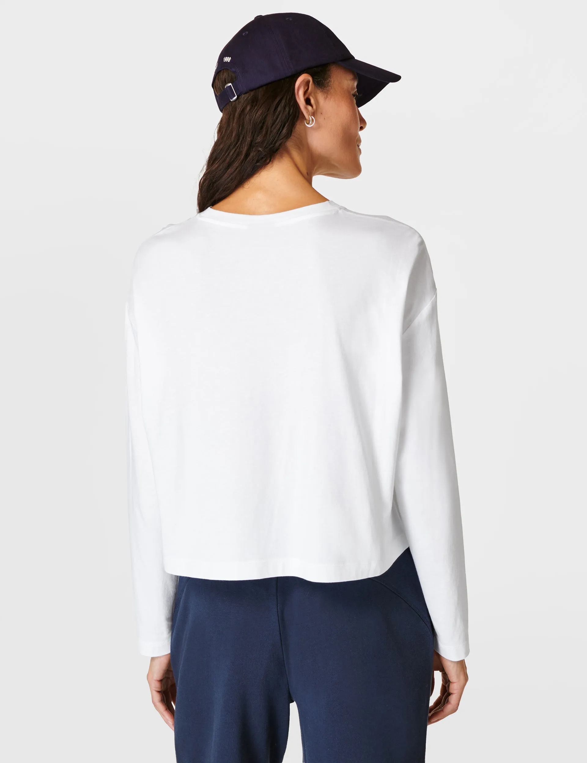 Essential Crop Long Sleeve T-Shirt - White