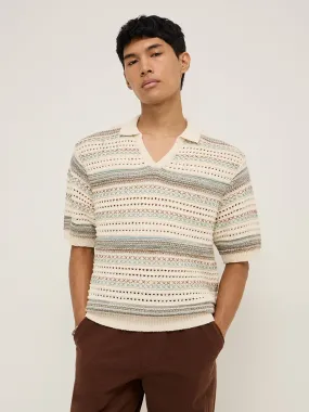 ETA Taupe Knit-Textured Relaxed-Fit Polo T-Shirt