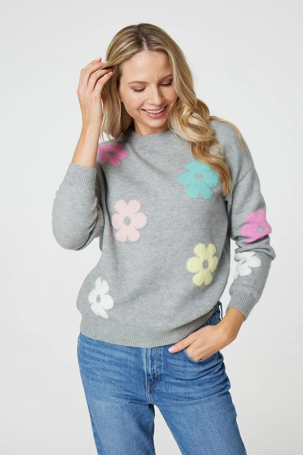 Floral Long Sleeve Knit Pullover