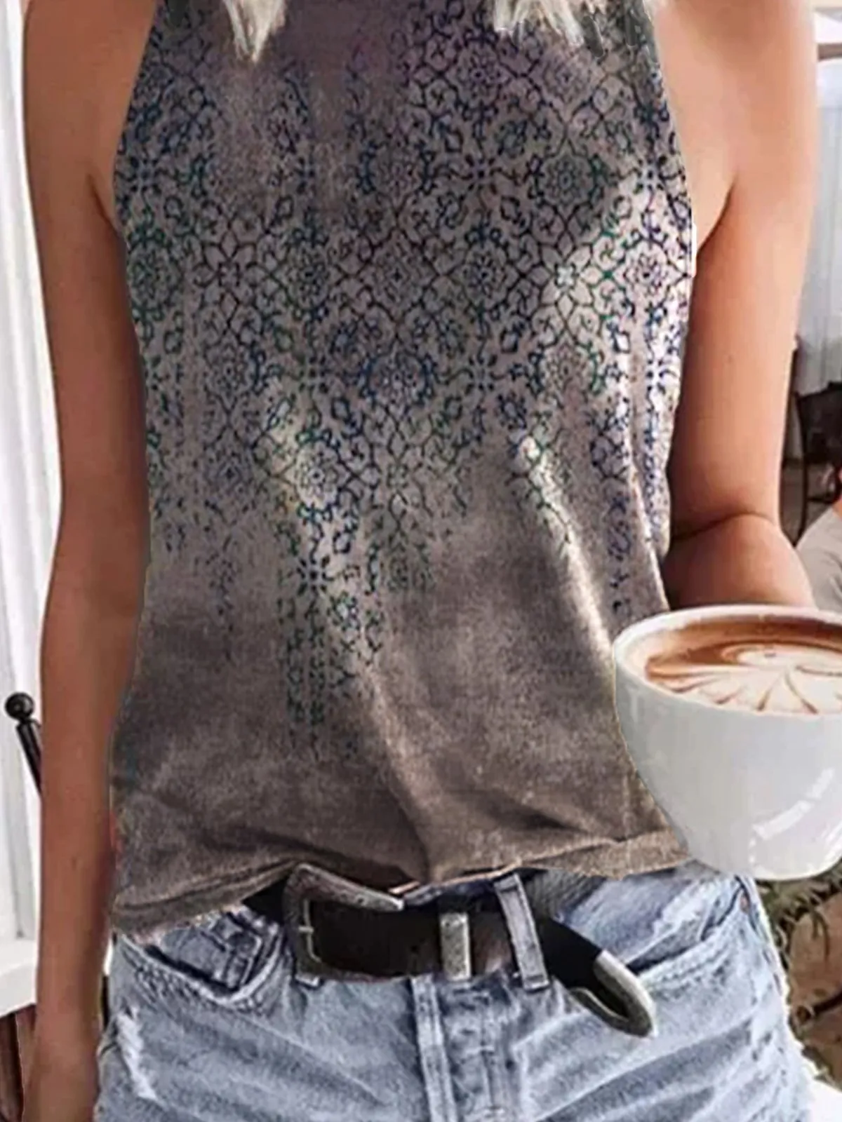 Floral-Print Sleeveless Shirts & Tops