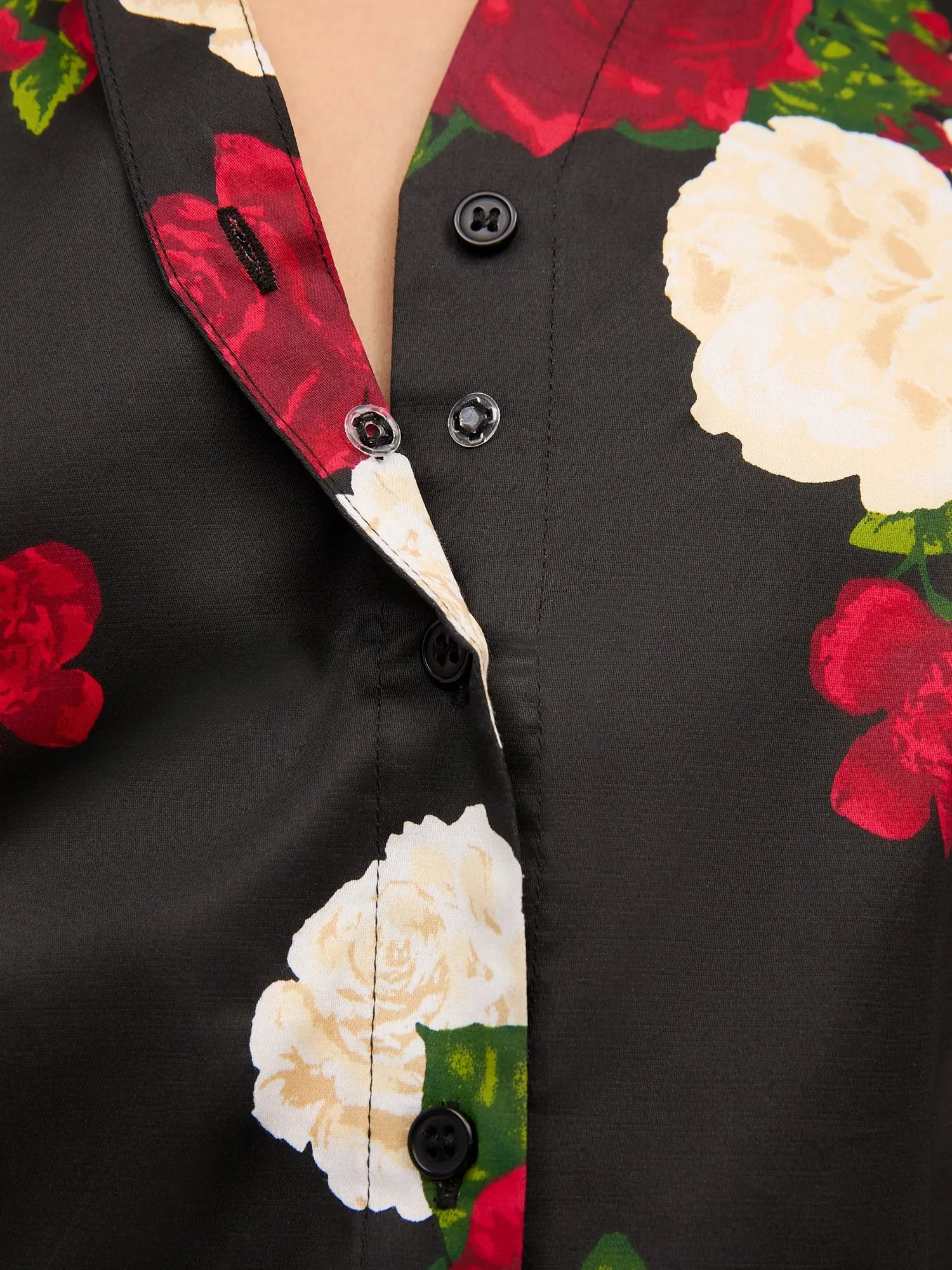 Floral Puff-Sleeve Button-Front Secret Snap - NY&C Madison Shirt®