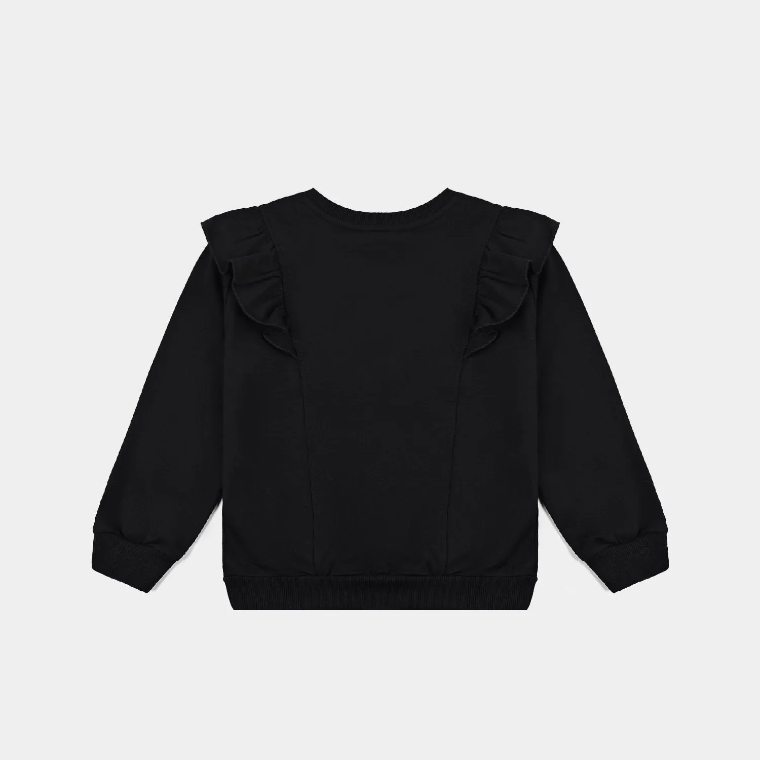 Girls Cotton Terry Sweatshirt Star-BLACK