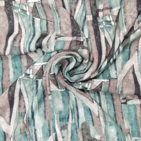 Green Shade Abstract Printed Georgette Fabric