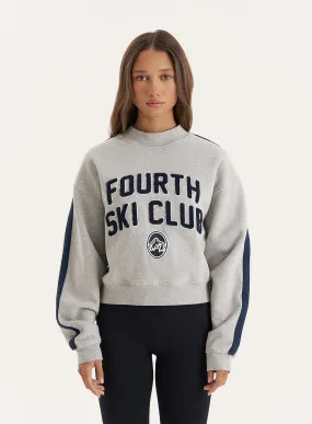 Grey Ski Club Slogan Cropped Sweatshirt- Betty