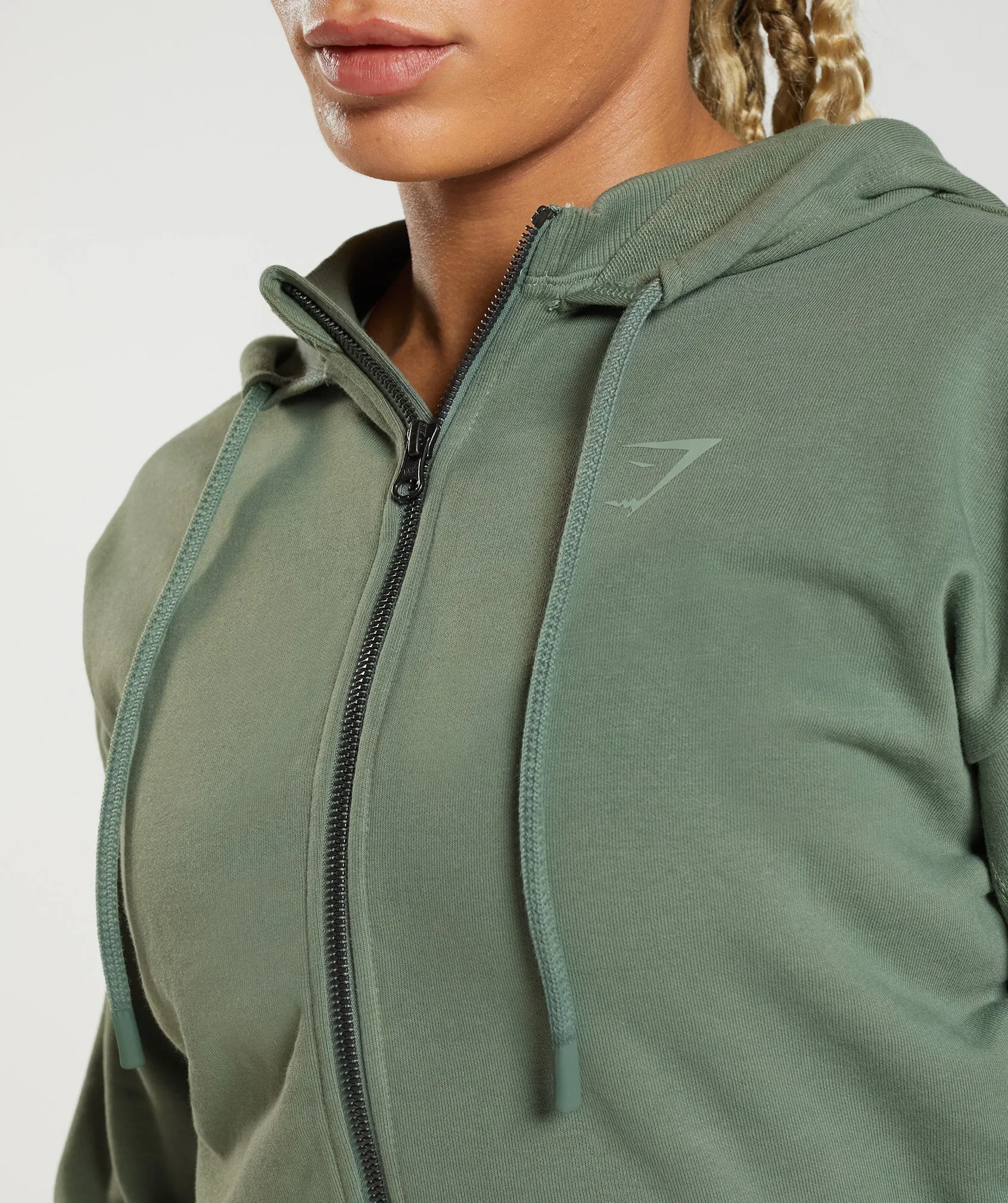 GS Power Cropped Zip Hoodie - Willow Green