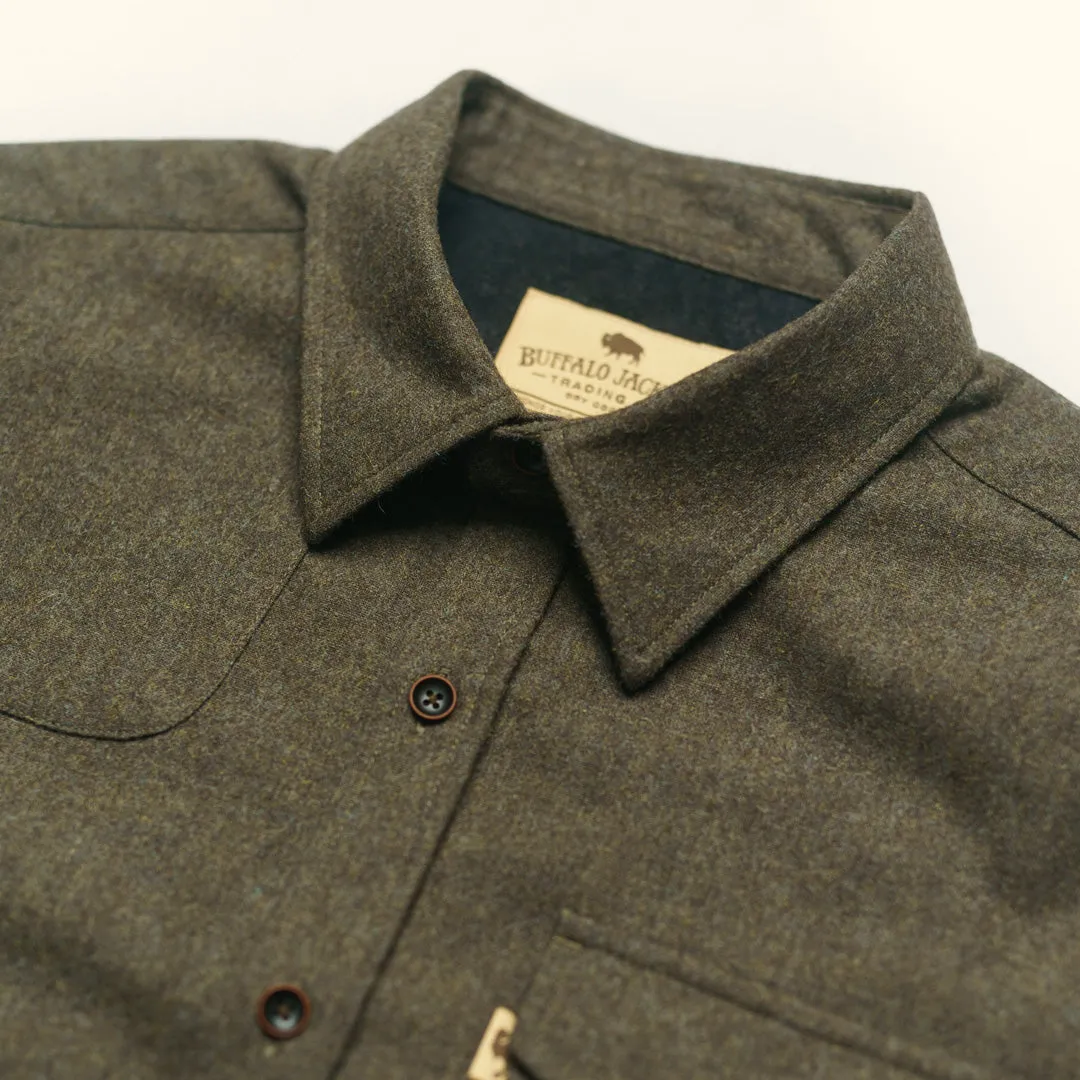 Gunnison Wool-Blend Solid Flannel Shirt | Heather Green