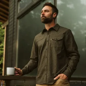 Gunnison Wool-Blend Solid Flannel Shirt | Heather Green