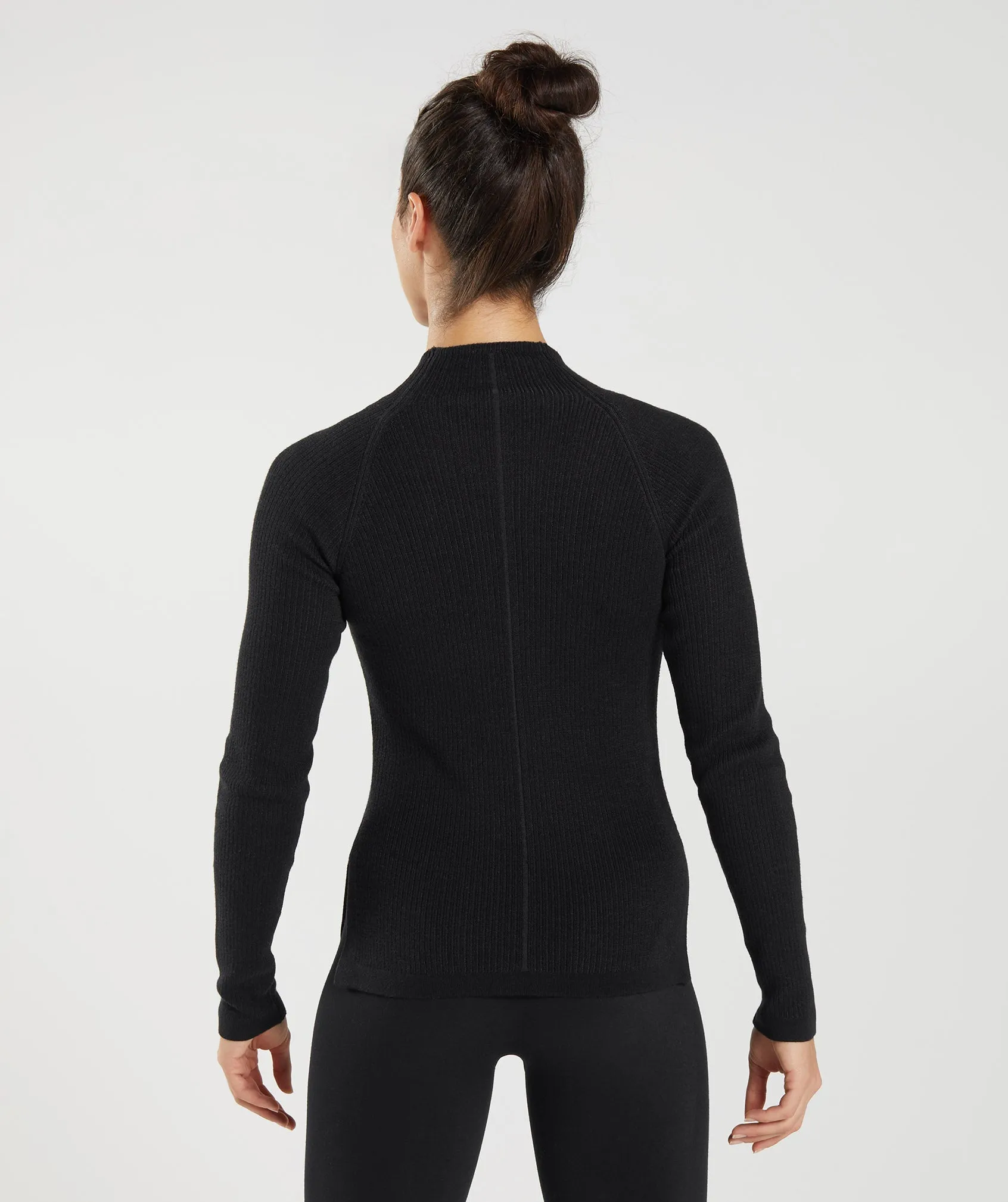 Gymshark Pause Knitwear Long Sleeve Top - Black/Onyx Grey