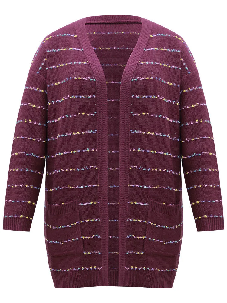 Heather Rainbow Striped Open Front Cardigan