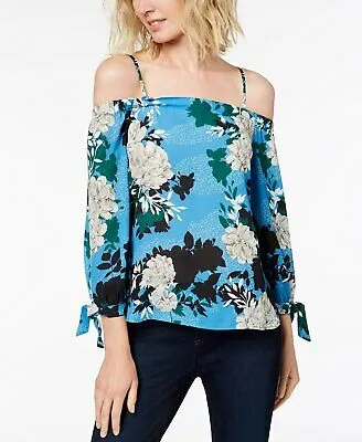 I-N-C Womens Floral Off The Shoulder Blouse