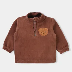 Infant Boys Fleece Sweatshirt Mock Neck-Pecan Pie