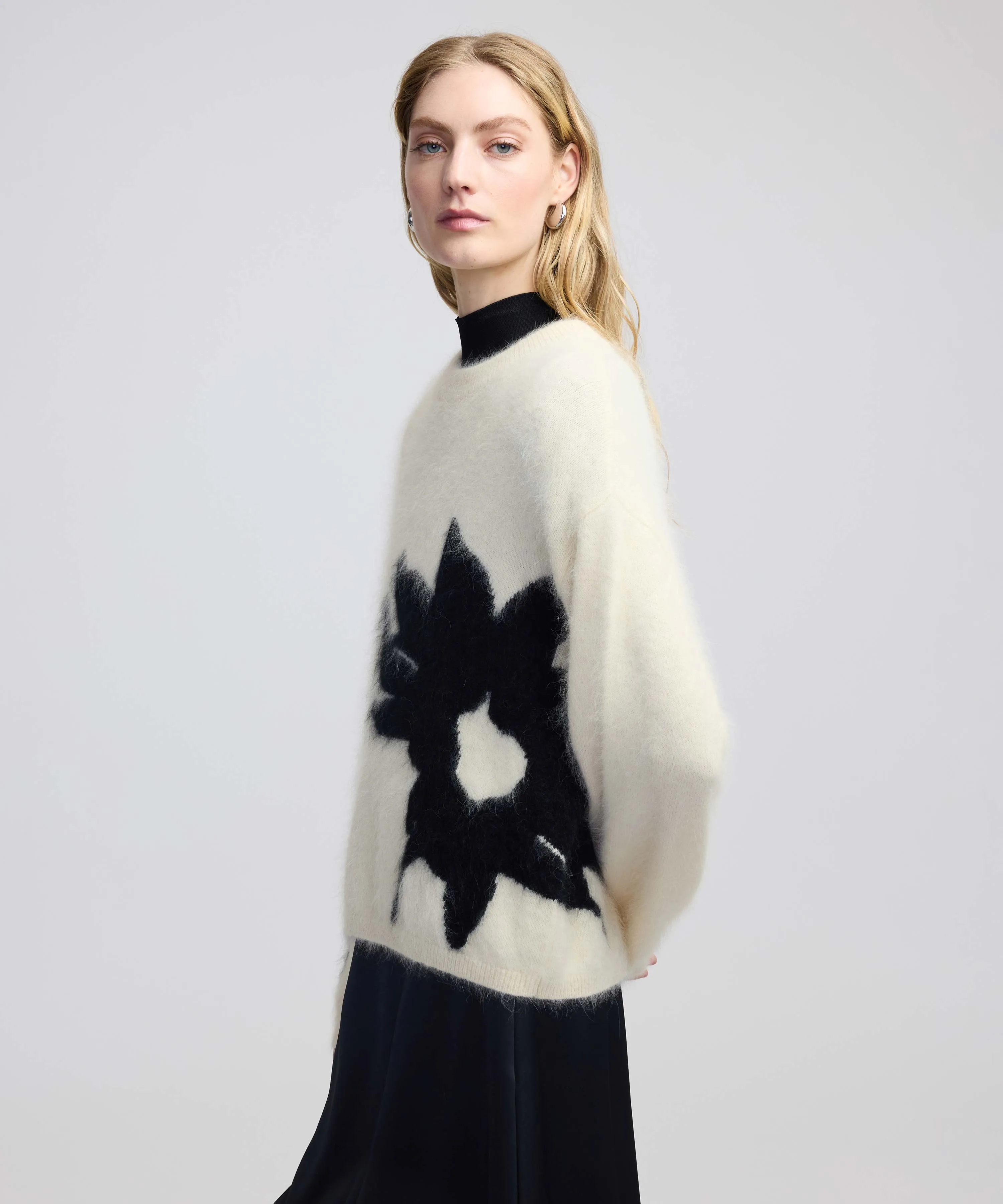 Ipekyol Contrast Jacquard Plush Knit Ecru