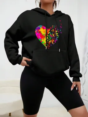 Ivyshape | Coloré Heart Butterfly Printed Hoodie