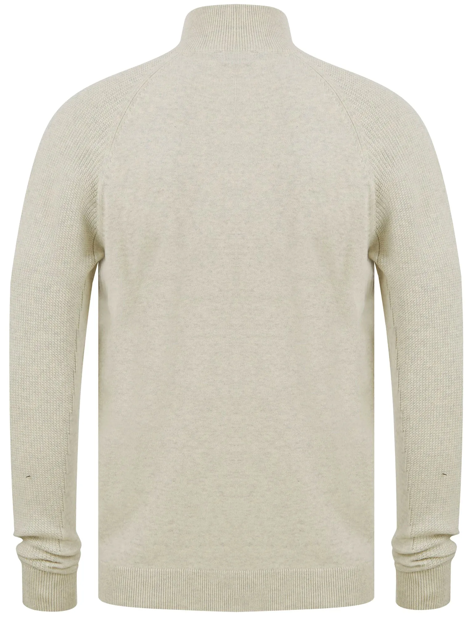 Karo Half Zip Textured Knit Cotton Jumper In Oatgrey Marl - Kensington Eastside