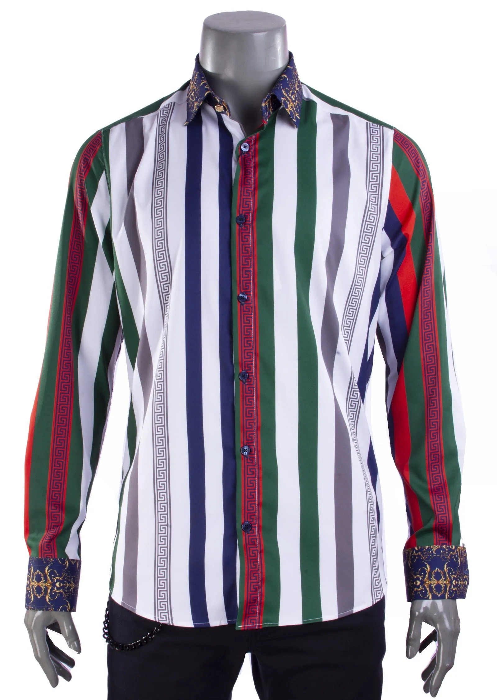 Key Pattern Silky Long Sleeve Shirt