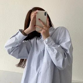 [Korean Style] Juni Loose Fit Striped Shirts