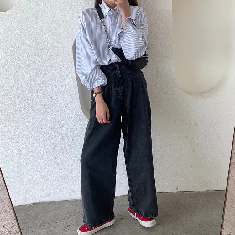 [Korean Style] Juni Loose Fit Striped Shirts