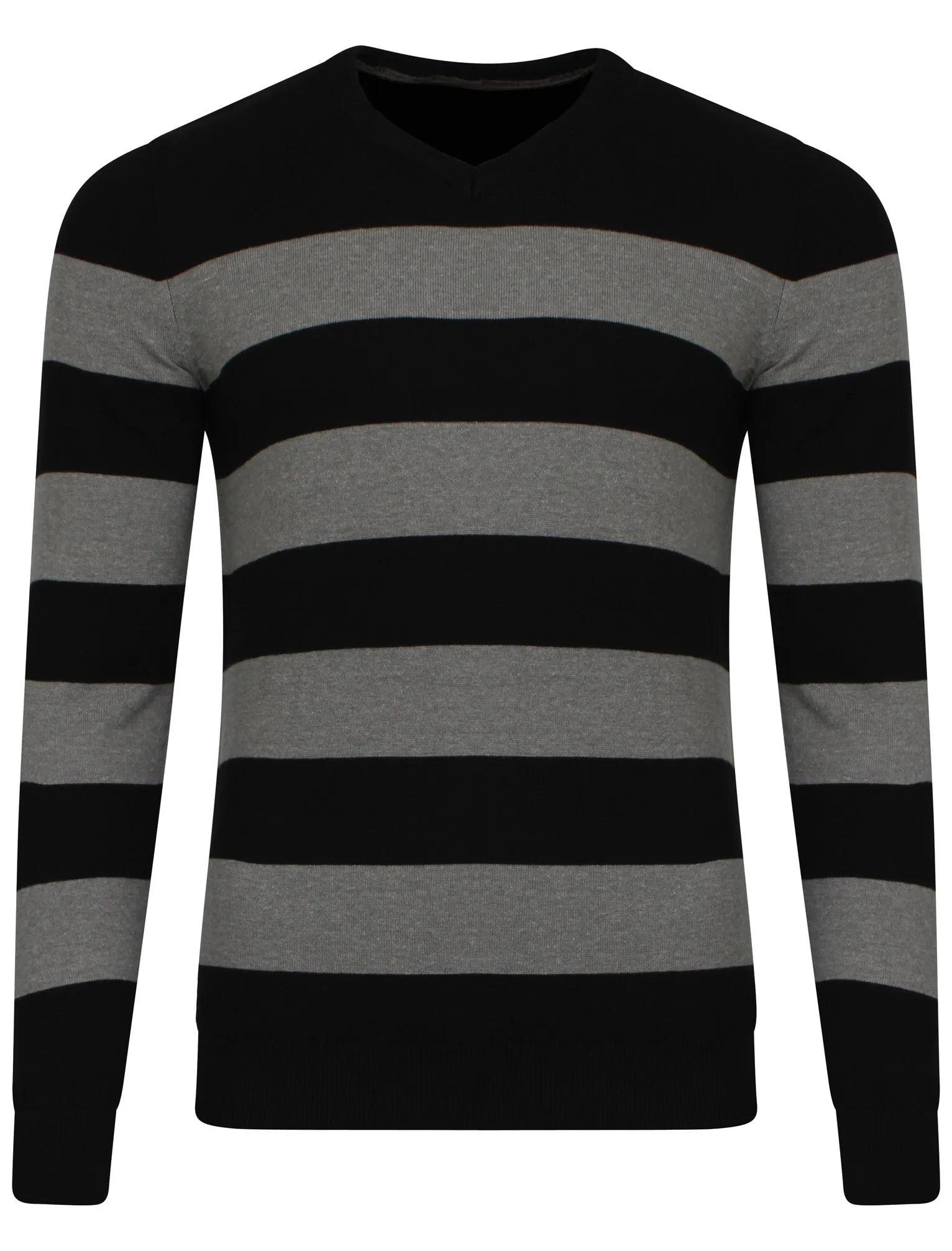 Le Shark V-neck contrast stripe jumper in balck