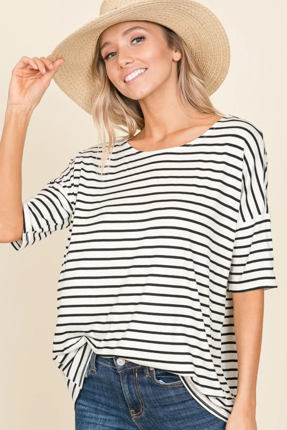 Libby Striped Round Neck T-Shirt