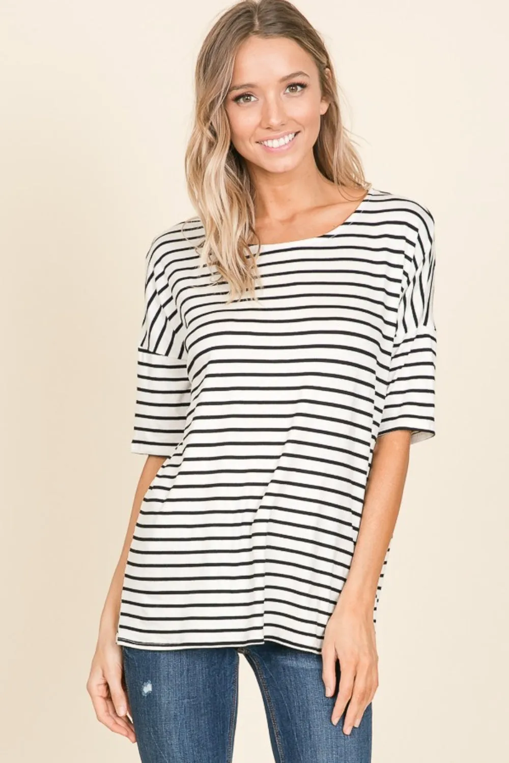 Libby Striped Round Neck T-Shirt