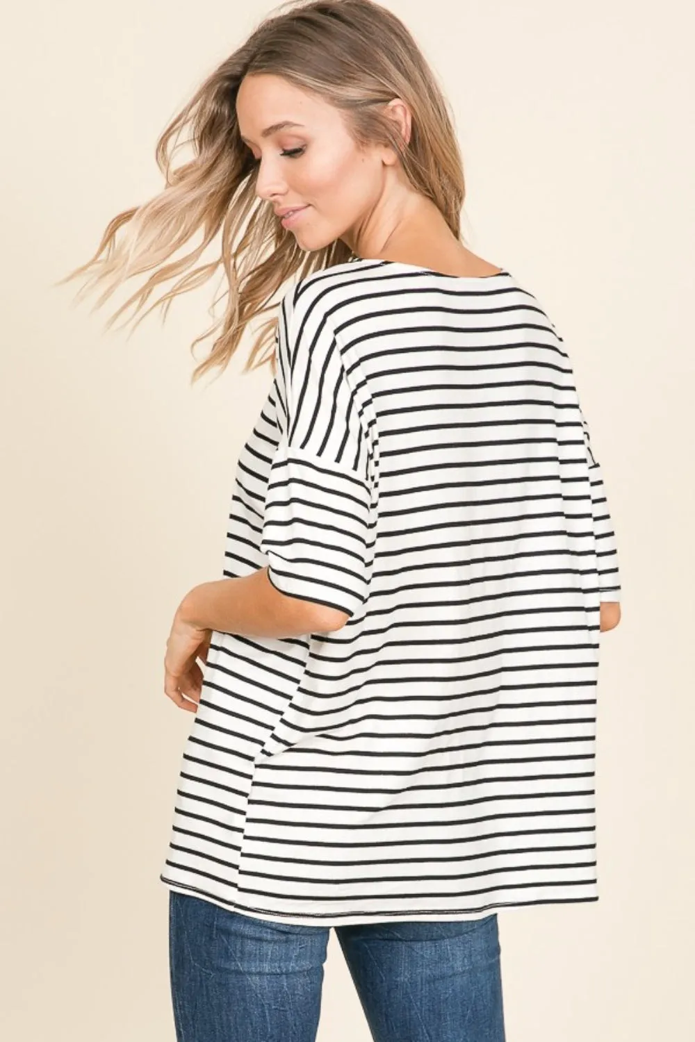 Libby Striped Round Neck T-Shirt