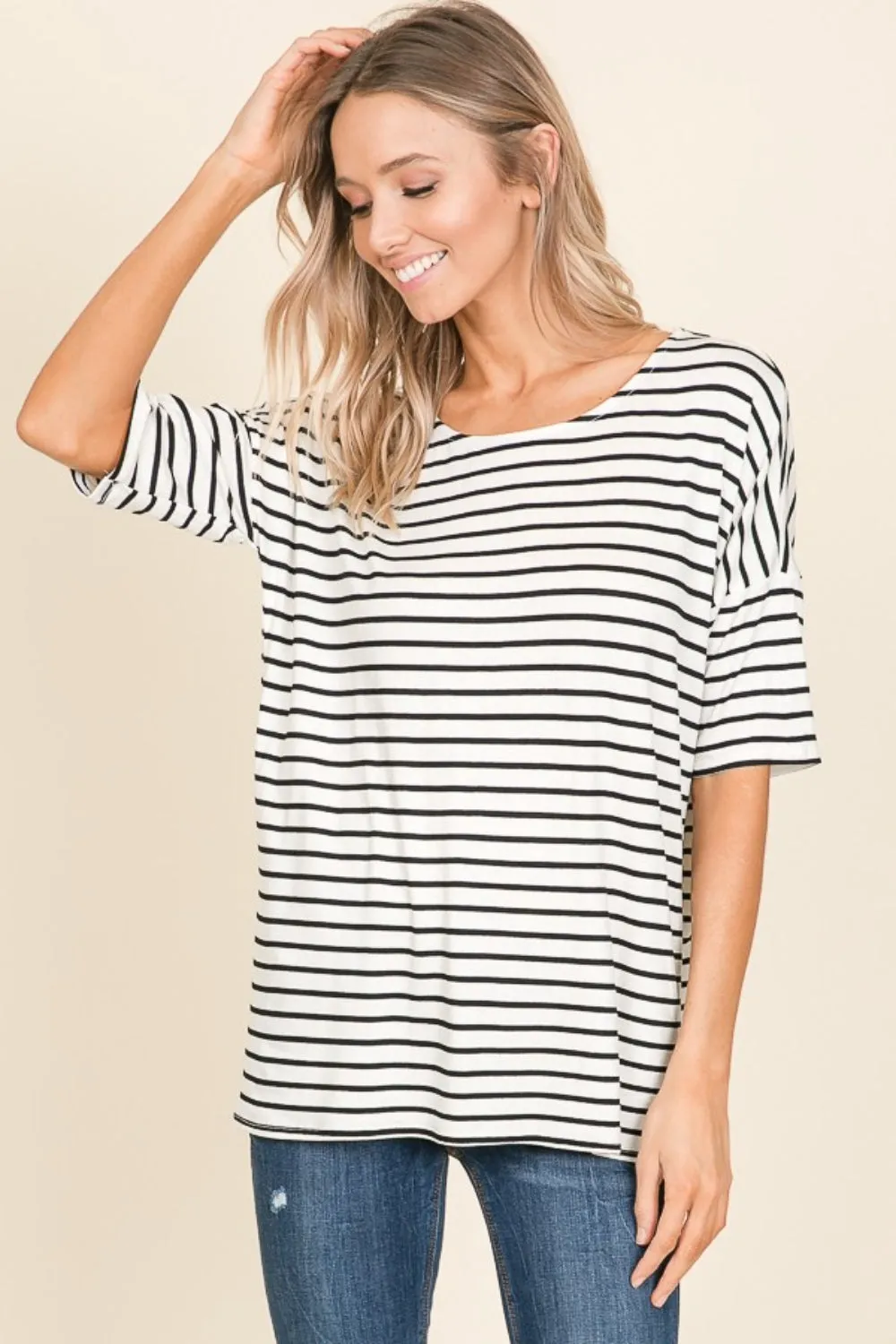 Libby Striped Round Neck T-Shirt