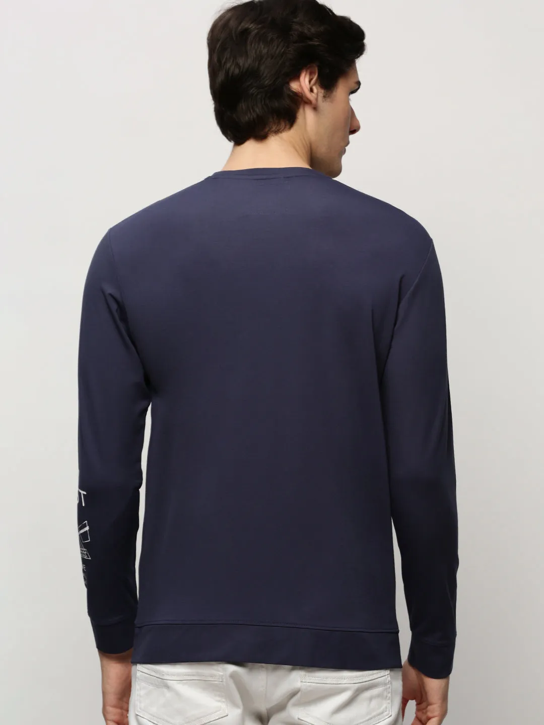 Men Blue Typographic Casual Sweatshirts