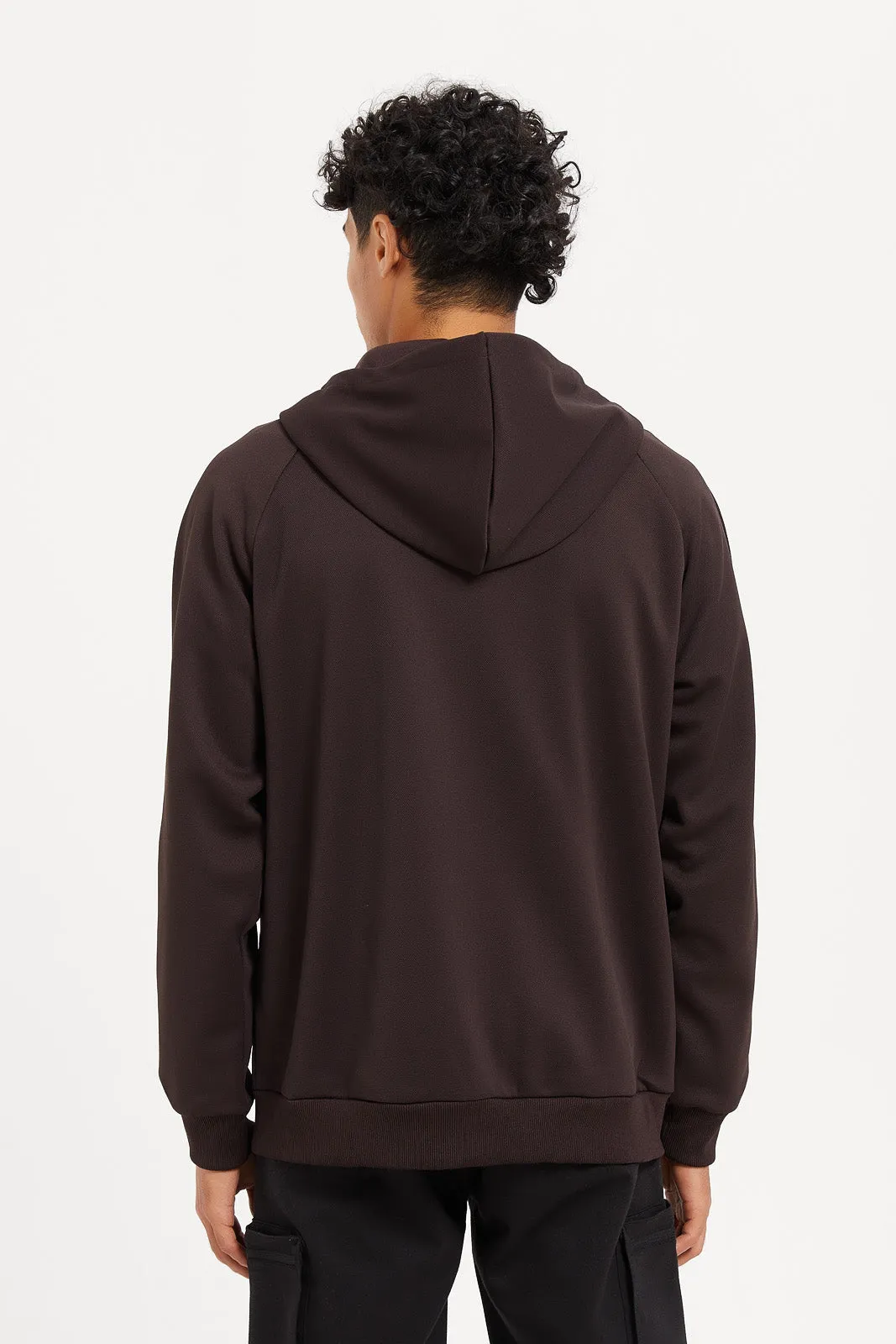 Men Brown Athletic Sweatshirt With Hoodie