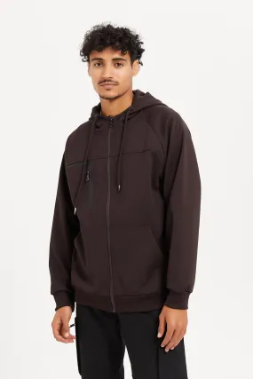 Men Brown Athletic Sweatshirt With Hoodie