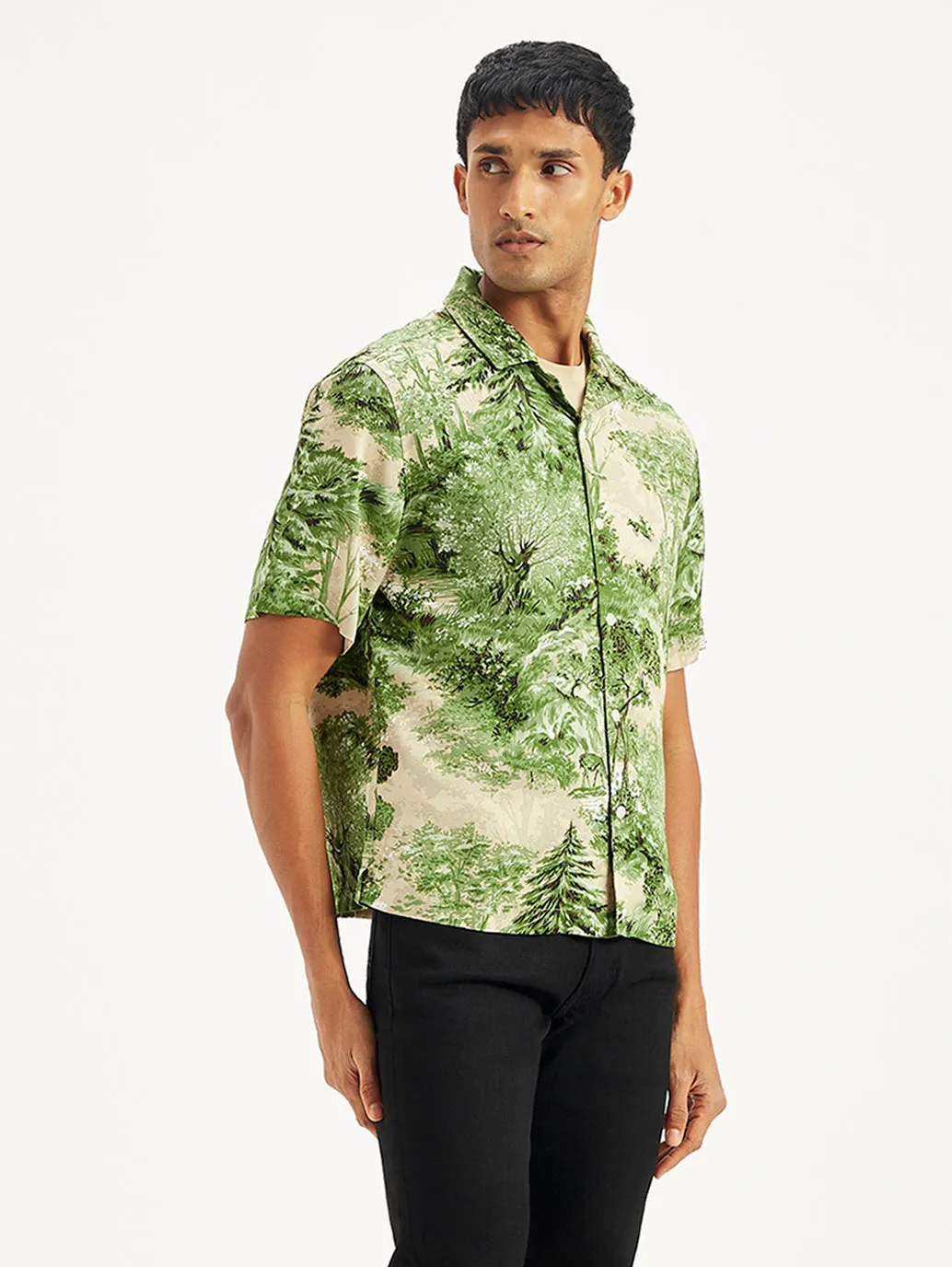 Men's Jacquard Relaxed Fit Camp Shirt